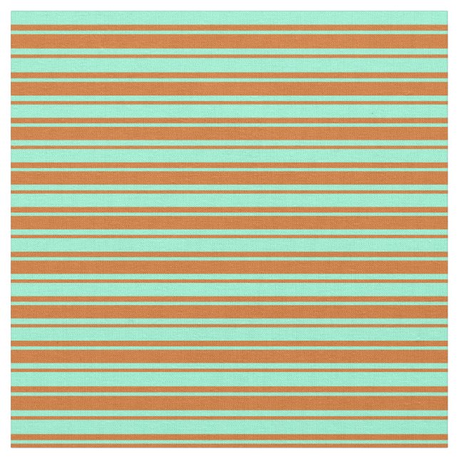 Tissu Lignes colorées Aquamarine et Chocolat (Fermer)