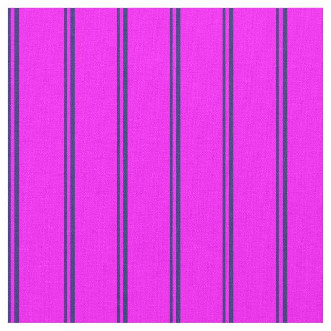 Tissu Lignes couleur bleu et Fuchsia de minuit (Fermer)