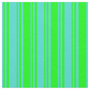 Tissu Lignes couleur turquoise et citron vert