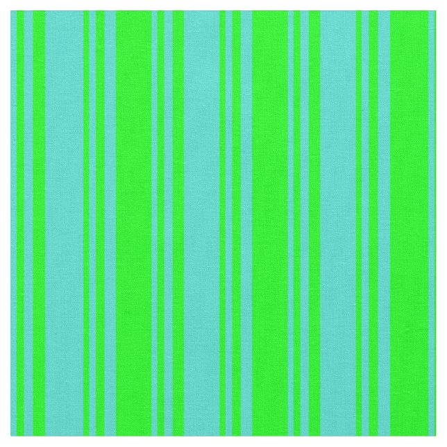 Tissu Lignes couleur turquoise et citron vert (Fermer)