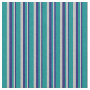 Tissu Lignes Cyan bleu nuit, gris et foncé
