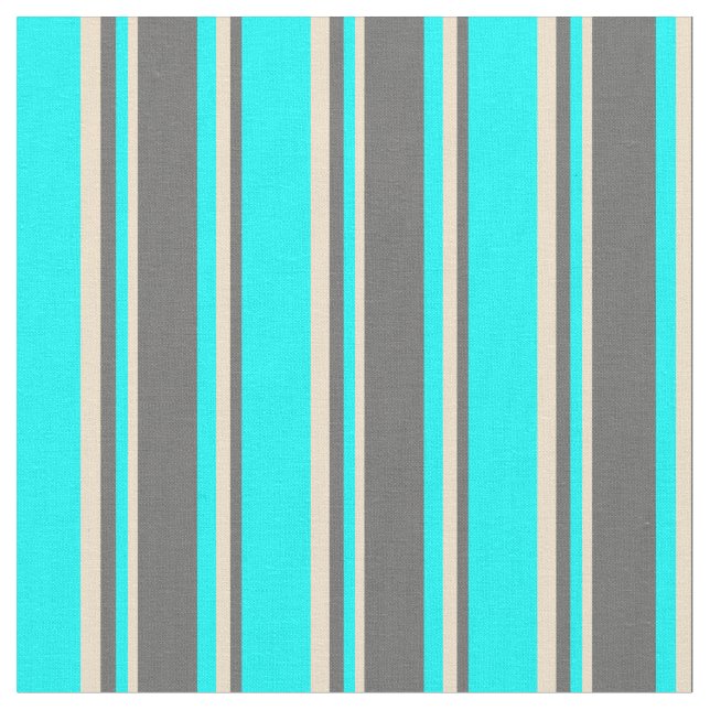 Tissu Lignes de couleur Aqua, Dim Grey & Tan (Fermer)