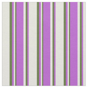 Tissu Lignes de couleur beige, orchidée et vert foncé