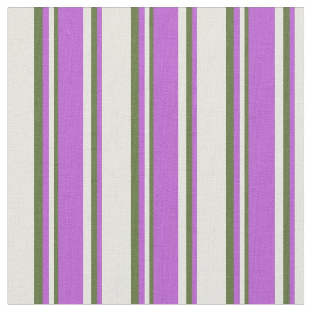 Tissu Lignes de couleur beige, orchidée et vert foncé (Fermer)