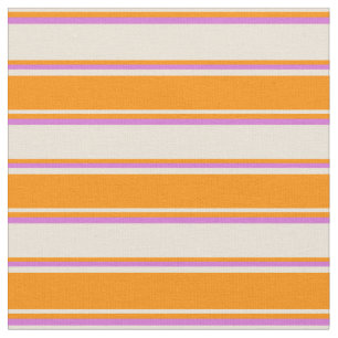 Tissu Lignes de couleur Bisque, Orange foncé et Orchidée
