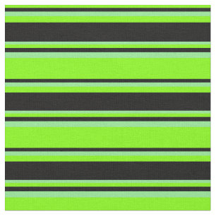 Tissu Lignes de couleur Chartreuse, Noir et Vert clair