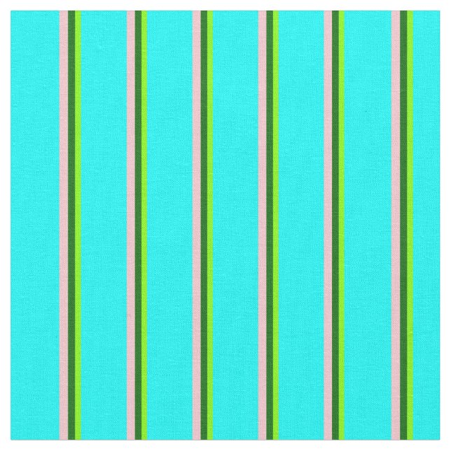 Tissu Lignes de couleur Chartreuse, Vert foncé, Rose et  (Fermer)