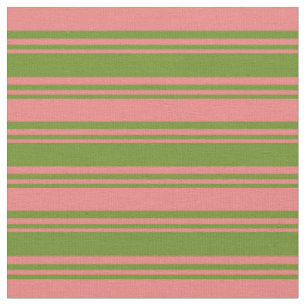 Tissu Lignes de couleur corail vert et clair