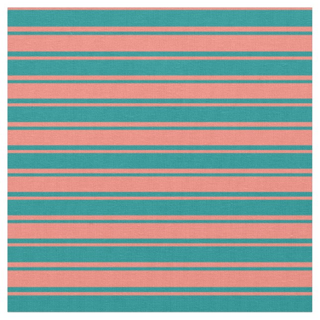 Tissu Lignes de couleur cyan foncé et Saumon (Fermer)