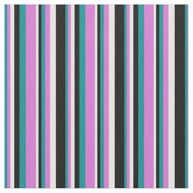Tissu Lignes de couleur cyan foncé, orchidée, blanche et (Fermer)