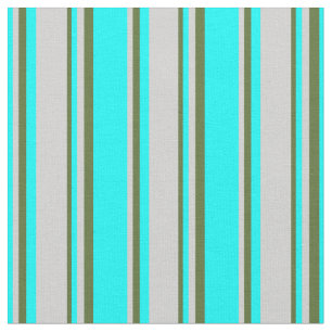 Tissu Lignes de couleur Cyan, gris clair et vert foncé