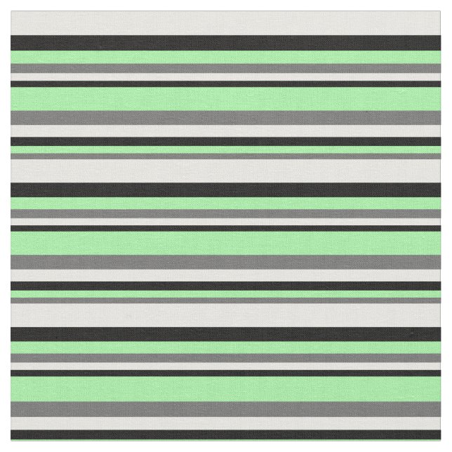 Tissu Lignes de couleur gris, vert, noir et blanc (Fermer)