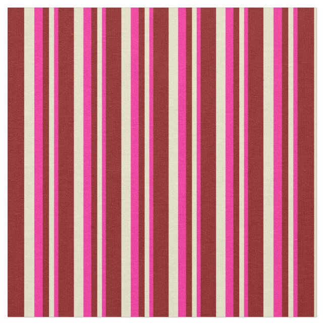 Tissu Lignes de couleur rose profond, or pâle et marron (Fermer)