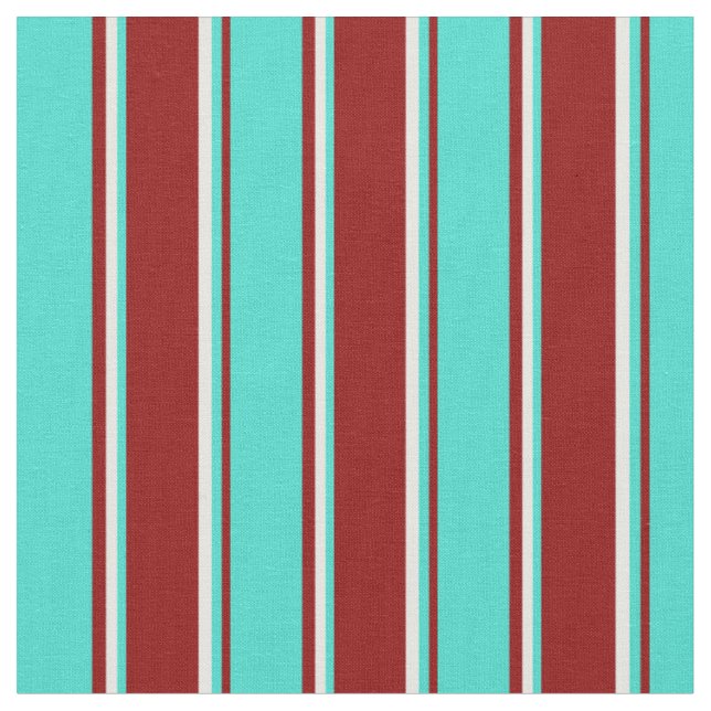 Tissu Lignes de couleur rouge foncé, turquoise et crème  (Fermer)