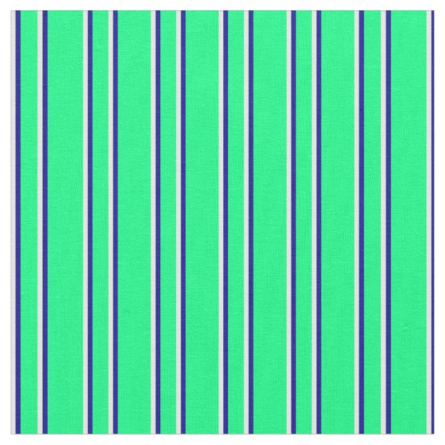 Tissu Lignes de couleur vert, bleu foncé et crème à la m (Fermer)