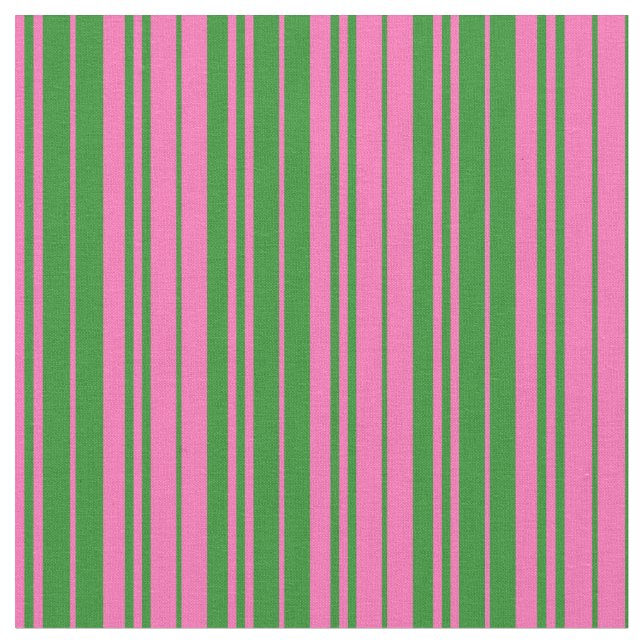 Tissu Lignes de couleur vert rose chaud et vert forêt (Fermer)