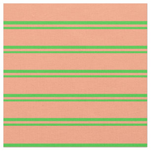 Tissu Lignes de couleur verte et Saumon clair