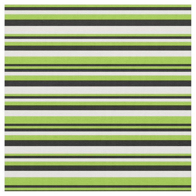 Tissu Lignes de couleur verte, noire et blanche (Fermer)