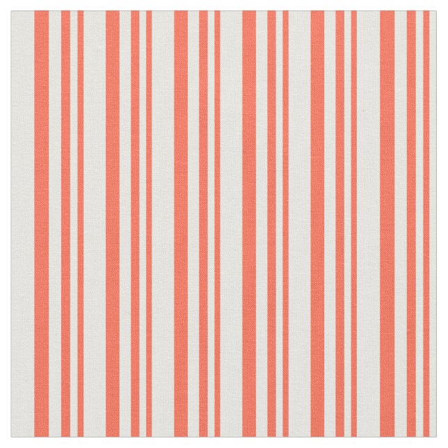 Tissu Lignes de crème rouge et de menthe (Fermer)