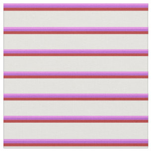 Tissu Lignes de crème violet, orchidée, rouge et menthe