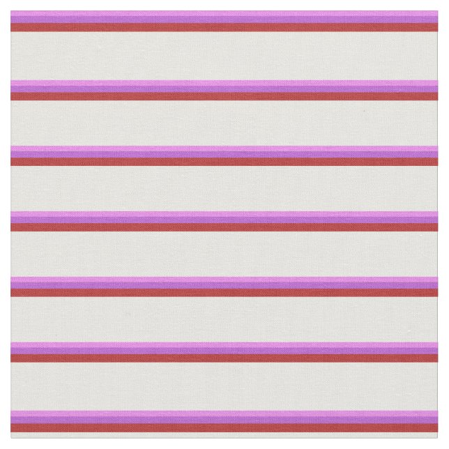 Tissu Lignes de crème violet, orchidée, rouge et menthe (Fermer)
