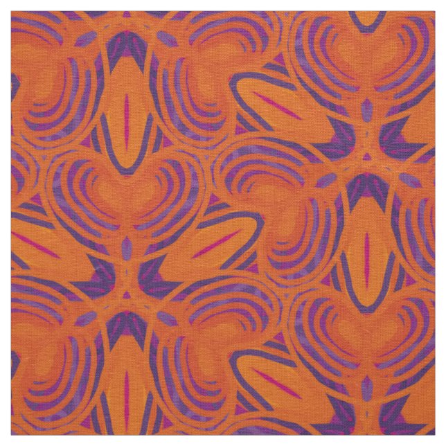 Tissu Lignes de fleurs pourpres orange Kaleidoscope (Échantillon)