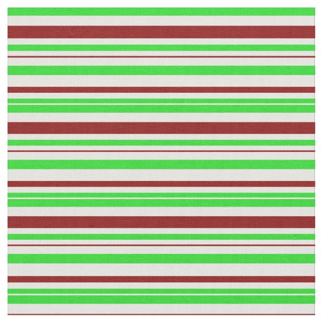Tissu Lignes de Noël de couleur verte, blanche, rouge (Fermer)
