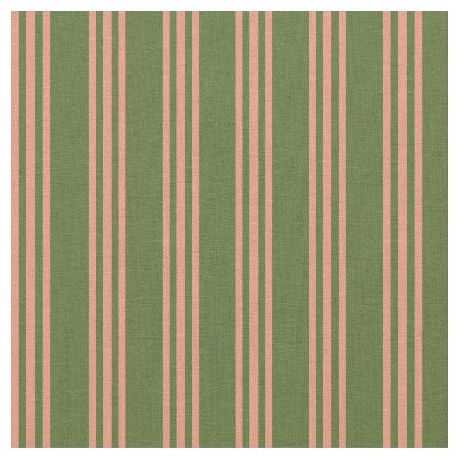 Tissu Lignes de Saumon foncé et vert foncé (Fermer)