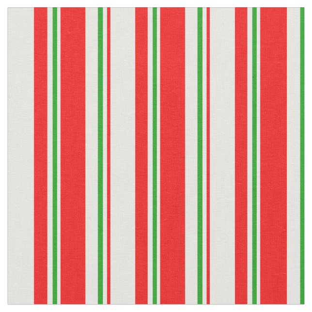 Tissu Lignes de style de Noël rouge, blanc et vert (Fermer)