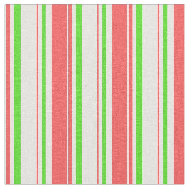 Tissu Lignes de style Noël rouge, blanc, vert (Fermer)