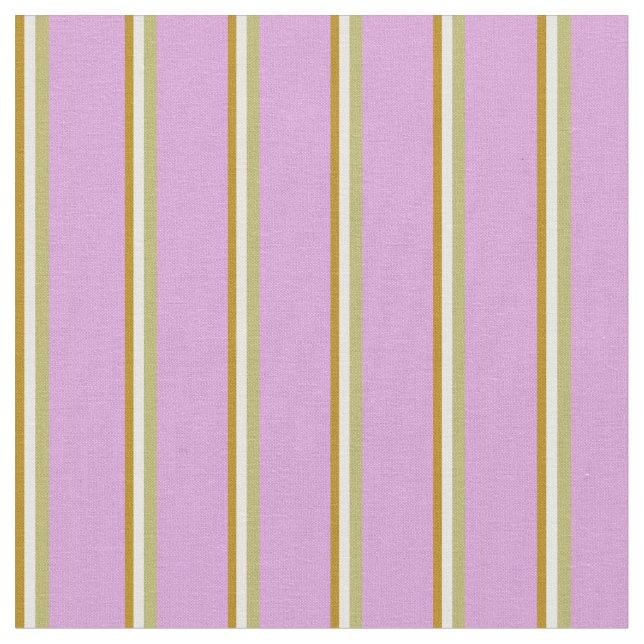 Tissu Lignes d'or foncé, blanc, kaki foncé et prune (Fermer)