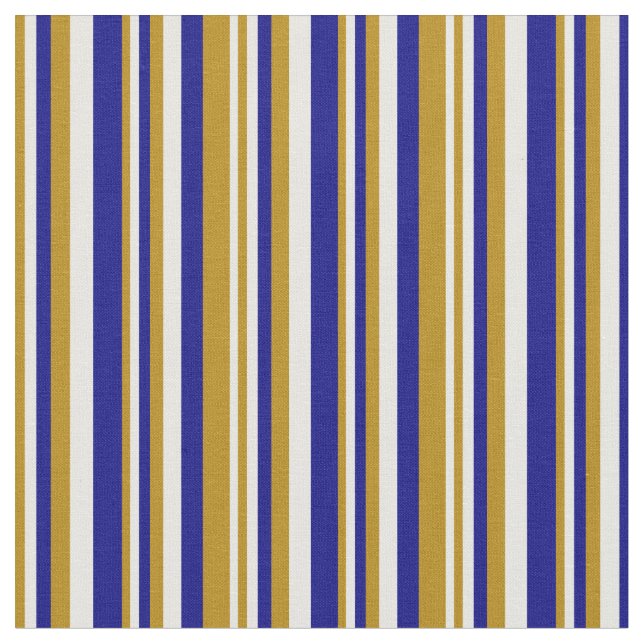 Tissu Lignes dorées foncées, blanches et bleues (Fermer)