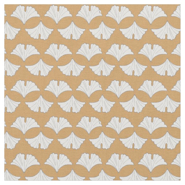 Tissu Lignes élégantes de feuilles de gingko avec couleu (Fermer)