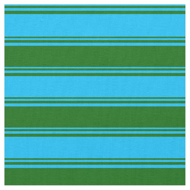 Tissu Lignes en bleu ciel profond et vert foncé (Fermer)