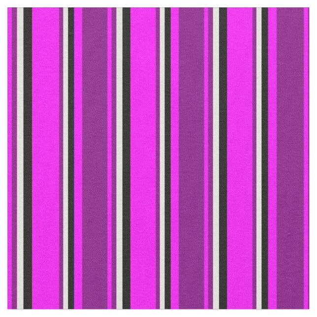Tissu Lignes Fuchsia, Purple, Cyan clair et Noir (Fermer)
