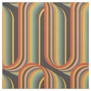 Tissu Lignes géométriques colorées rétro
