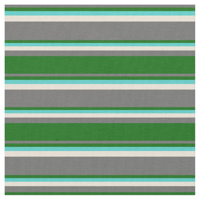 Tissu Lignes gris foncé, vert foncé, turquoise et bisque (Fermer)