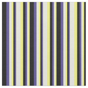 Tissu Lignes jaune, beige, ardoise foncée Bleu & Noir