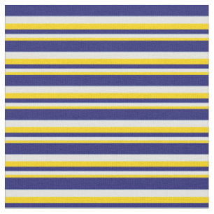 Tissu Lignes jaune, bleu clair et bleu nuit