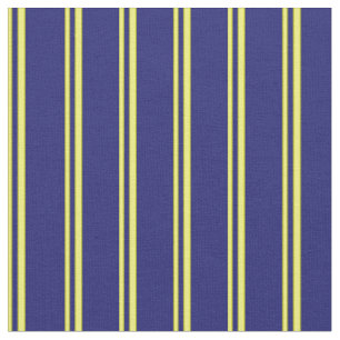 Tissu Lignes jaune et bleu nuit