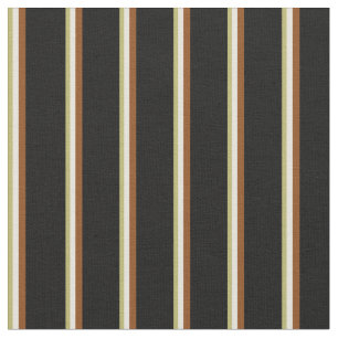 Tissu Lignes kaki foncé, beige, Brown et noir