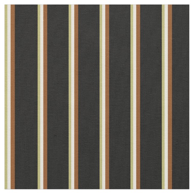 Tissu Lignes kaki foncé, beige, Brown et noir (Fermer)