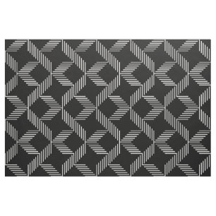 Tissu Lignes noires et blanches motif géométrique