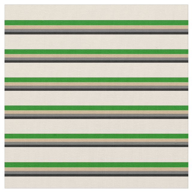 Tissu Lignes noires, grises dim, bronzées, vertes et bis (Fermer)