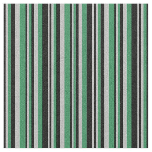 Tissu Lignes noires, grises et vert mer (Fermer)