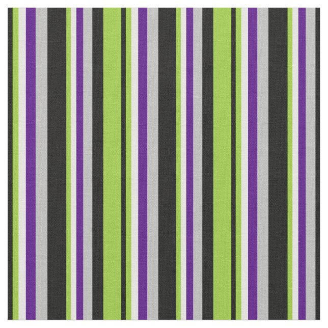 Tissu Lignes noires, vertes, blanches, indiennes et gris (Fermer)