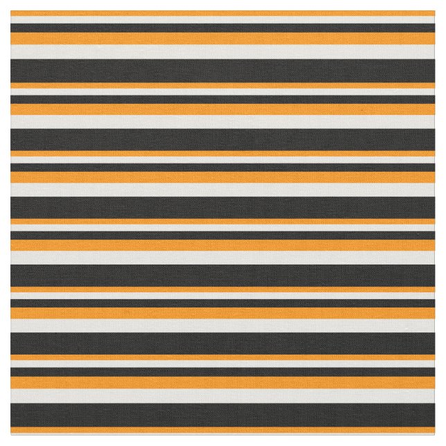 Tissu Lignes orange foncé, blanche et noire (Fermer)