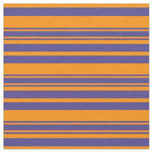 Tissu Lignes orange foncé et bleu ardoise foncée