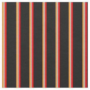 Tissu Lignes orange foncé, gris, rouge et noir