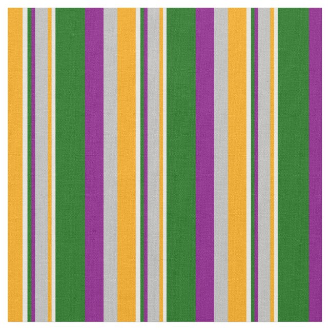 Tissu Lignes orange, gris, violet, vert foncé et blanc (Fermer)